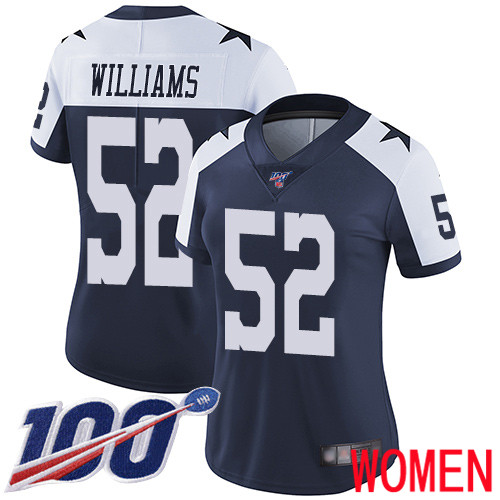 Women Dallas Cowboys Limited Navy Blue Connor Williams Alternate #52 100th Season Vapor Untouchable Throwback NFL Jersey->dallas cowboys->NFL Jersey